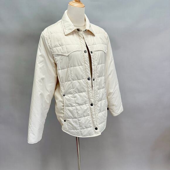 Woolrich Moccasin ivory quilted puffer chore jacket size Women's Large shacket - Picture 3 of 14